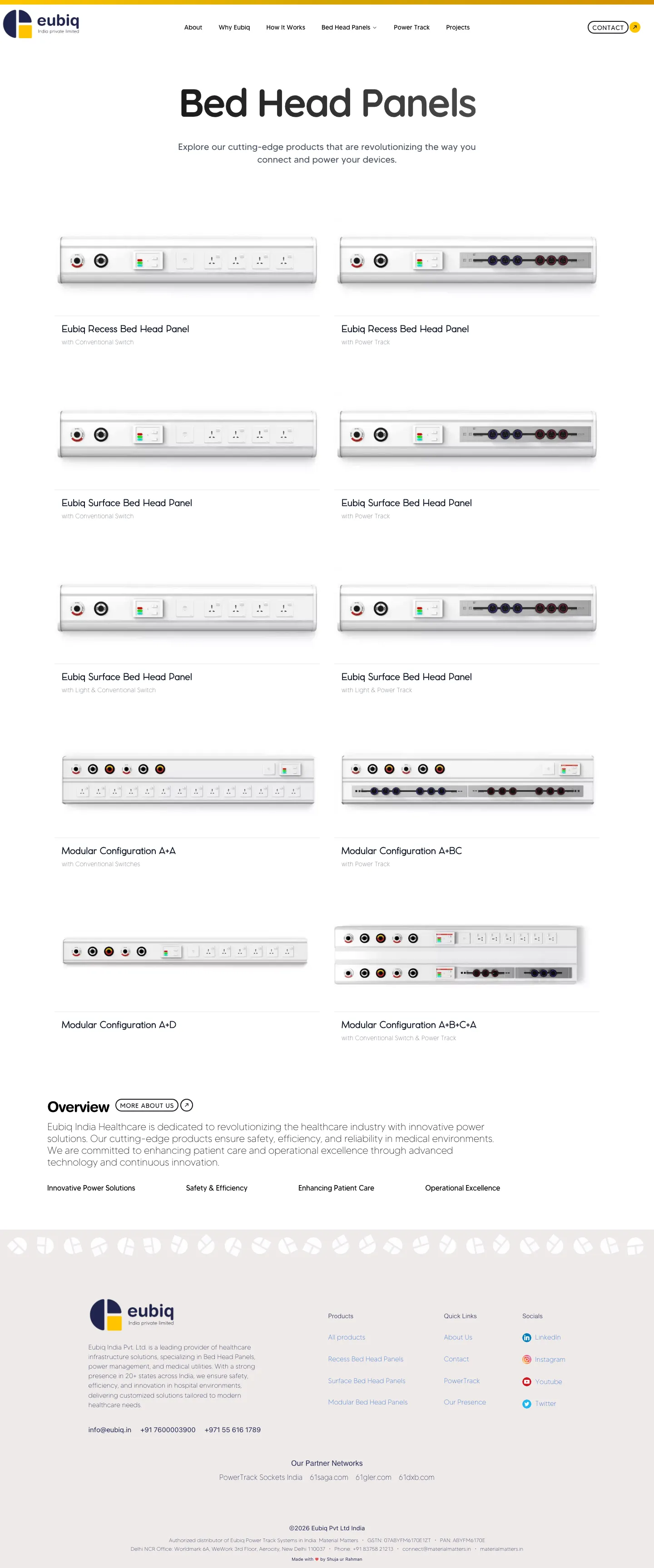 All ten configurations on one page: two Recess, four Surface and four Modular